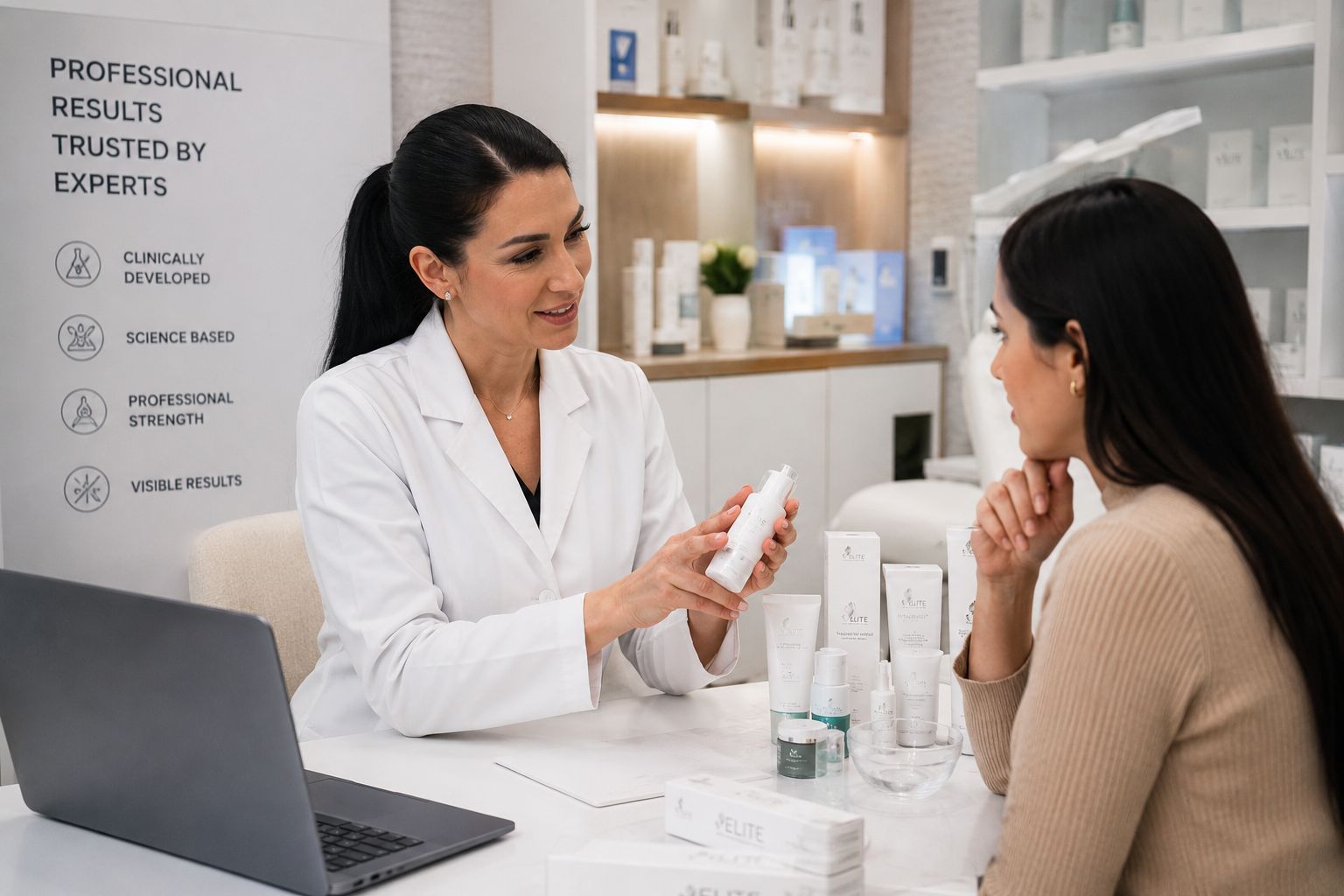 Professional skincare consultation and protocol planning at Elite Derma Distribution Canada