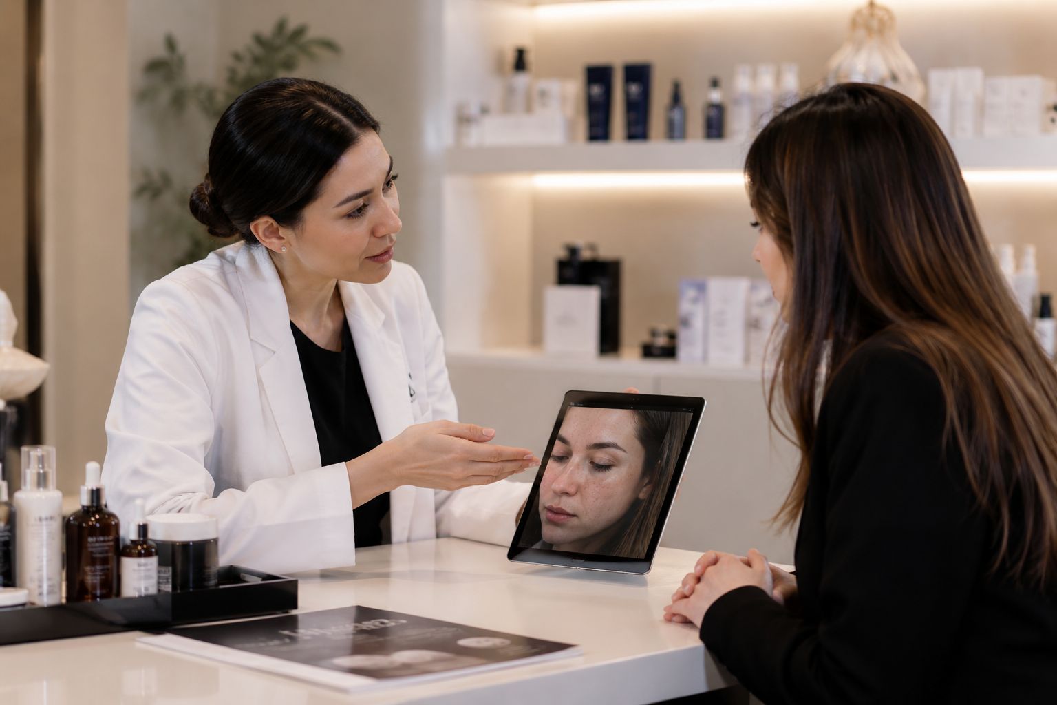 Professional corrective skin consultation and protocol-based treatment planning at Elite Derma Distr