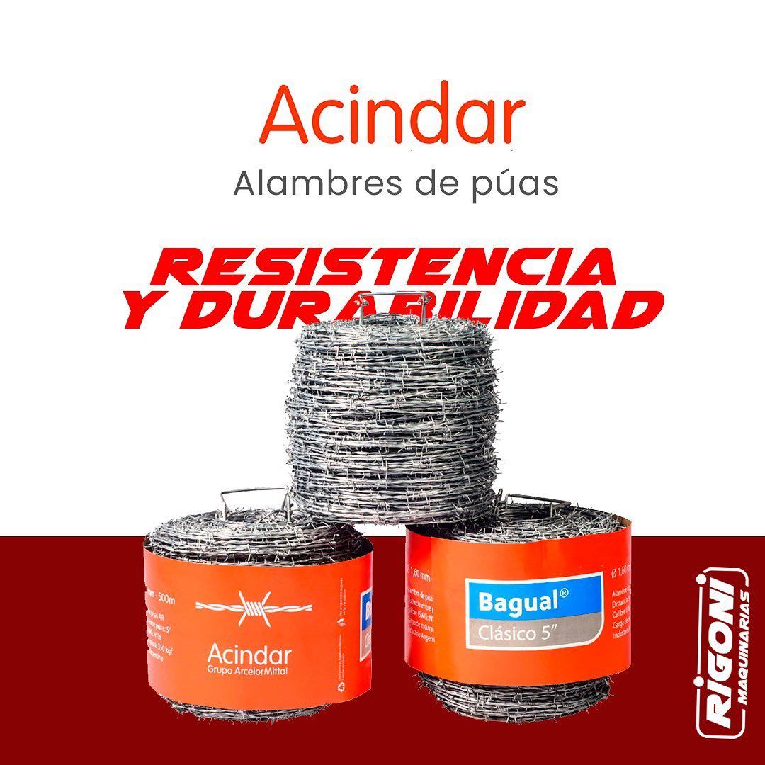 Rollos de alambre de púas Acindar, mostrando