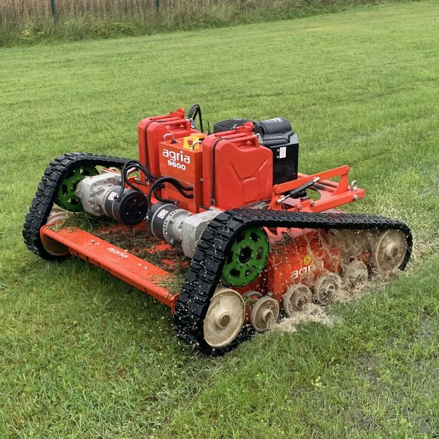 Red automatic lawnmower