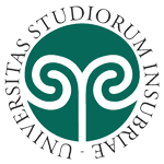 il logo dell'università Insubria un cerchio verde con un turbinio bianco al centro.