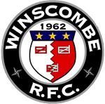 The logo for winscombe r.f.c. is a shield with a face on it.