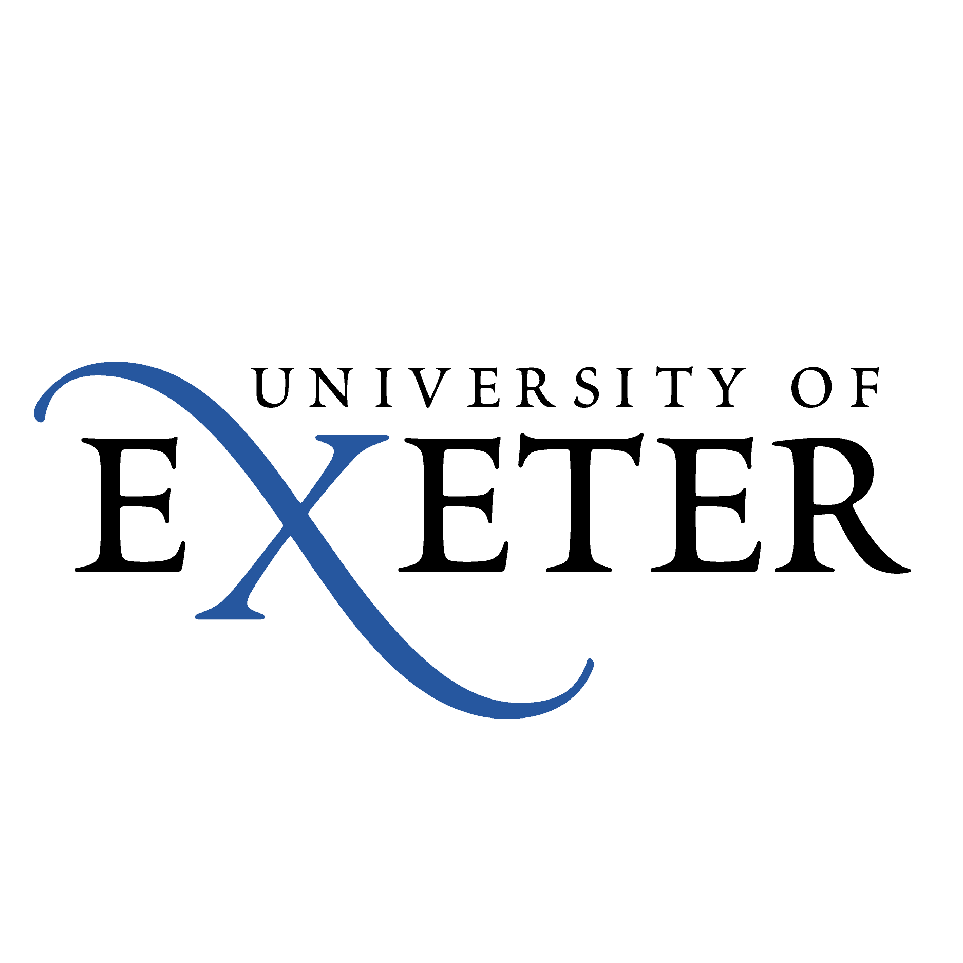 The university of exeter logo is blue and black