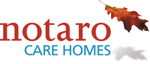 A logo for notaro care homes with an oak leaf