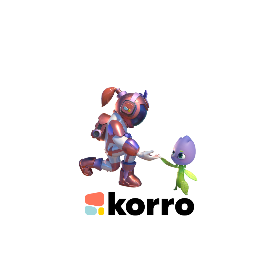 A cartoon character is running with a flower in his hand.