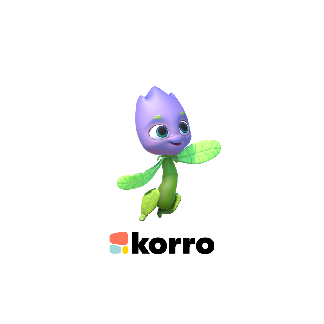 A purple and green cartoon character is flying in the air.