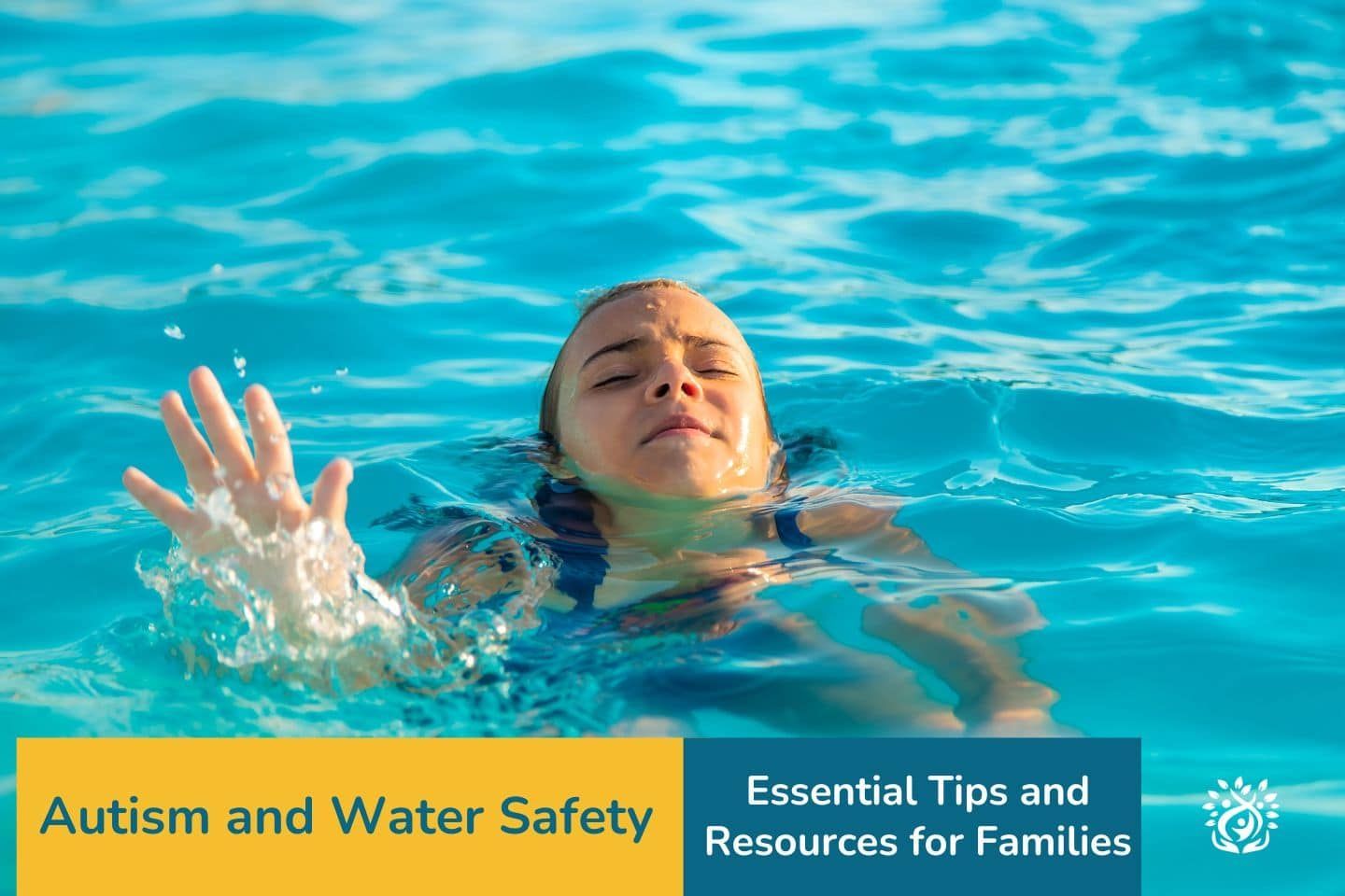 A woman is swimming in a pool with her hand out of the water.