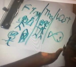 A person is writing on a clipboard that says from the lost