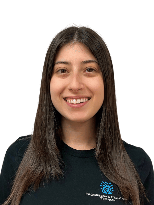 A woman with long hair is smiling and wearing a black shirt.