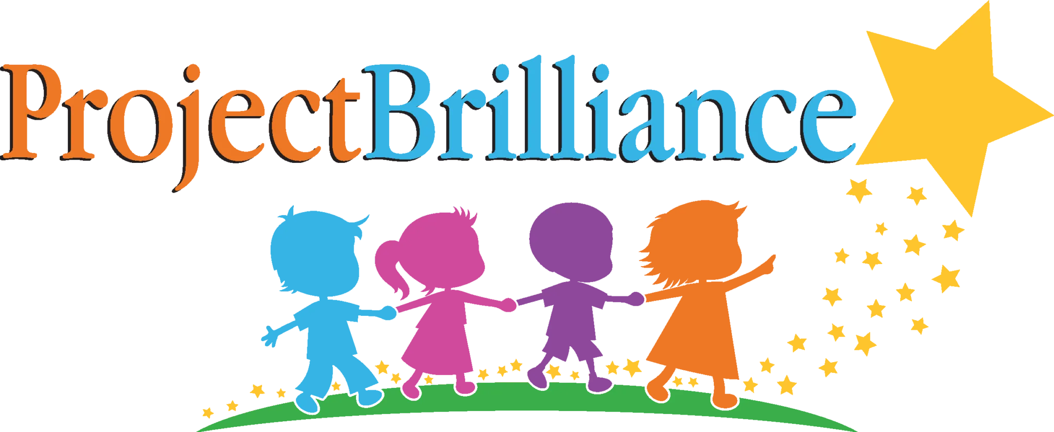 A logo for project brilliance shows a group of children holding hands