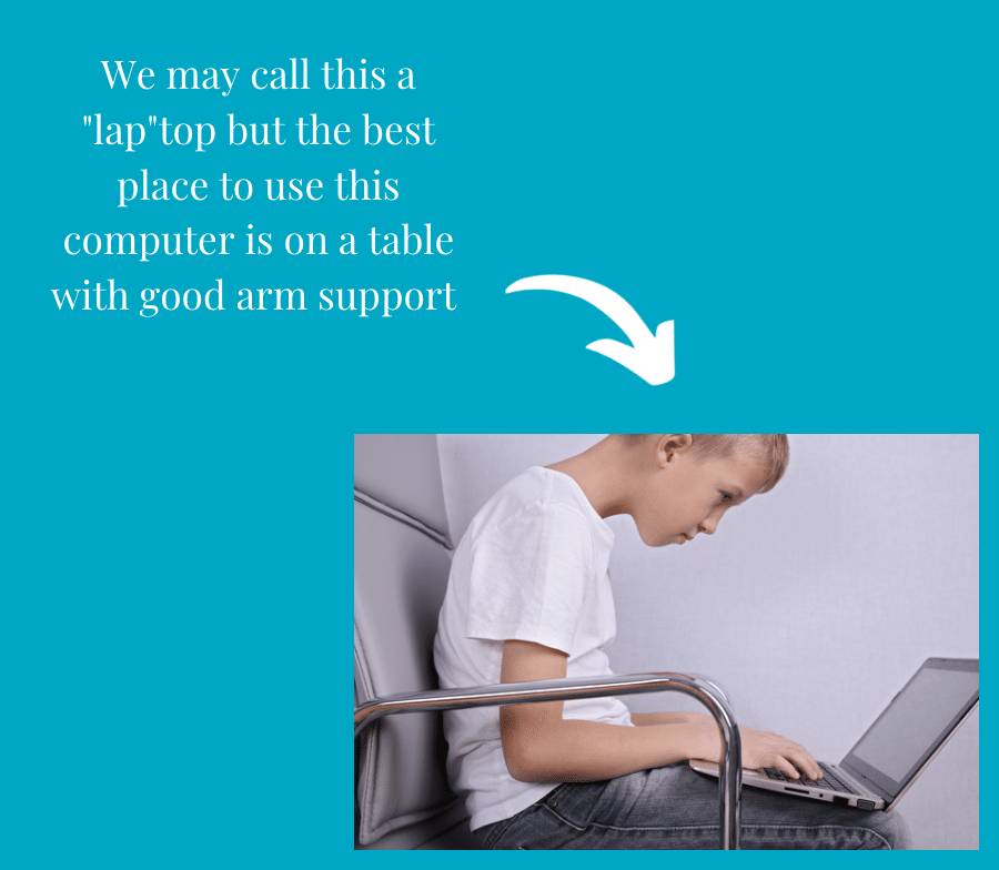 A boy is sitting in a chair using a laptop computer.