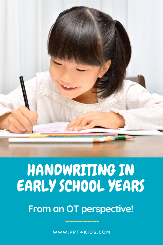 A young girl is sitting at a table writing in a notebook.
