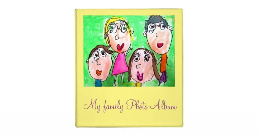 A picture of a family on the cover of a photo album