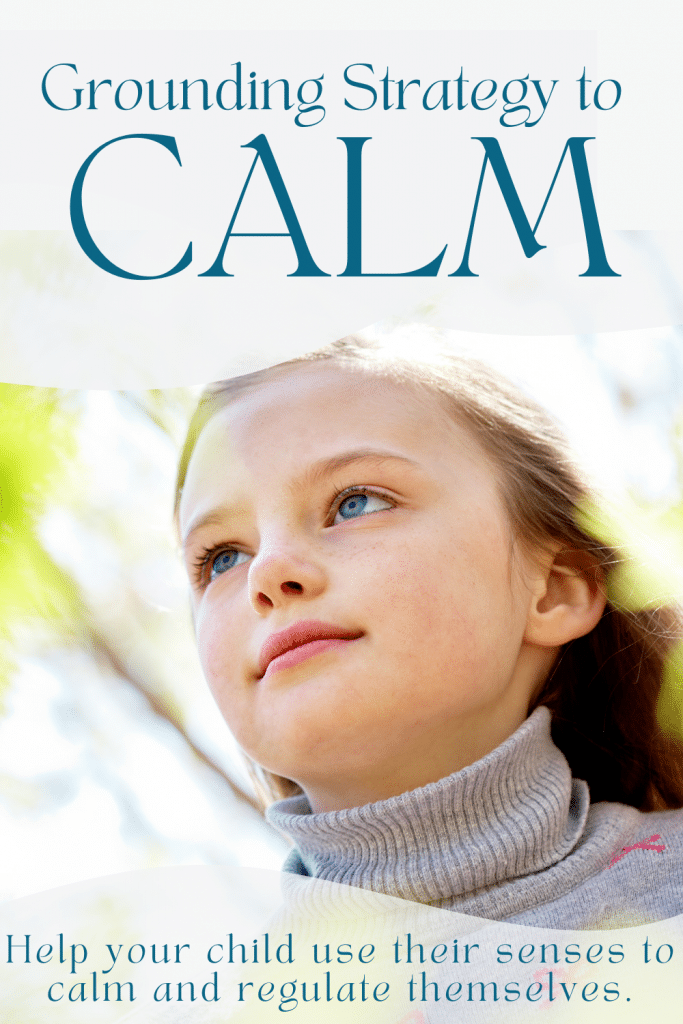 A poster for grounding strategy to calm helps your child see their senses to calm and regulate themselves