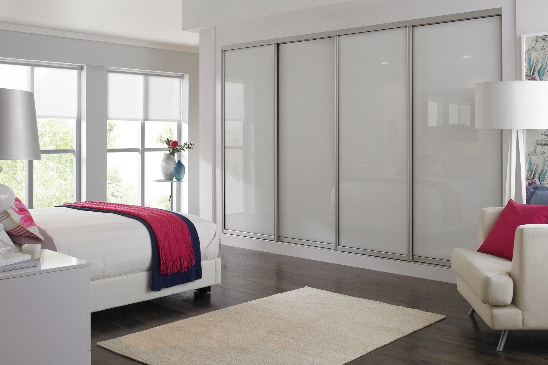 Sliding Wardrobes White Glass