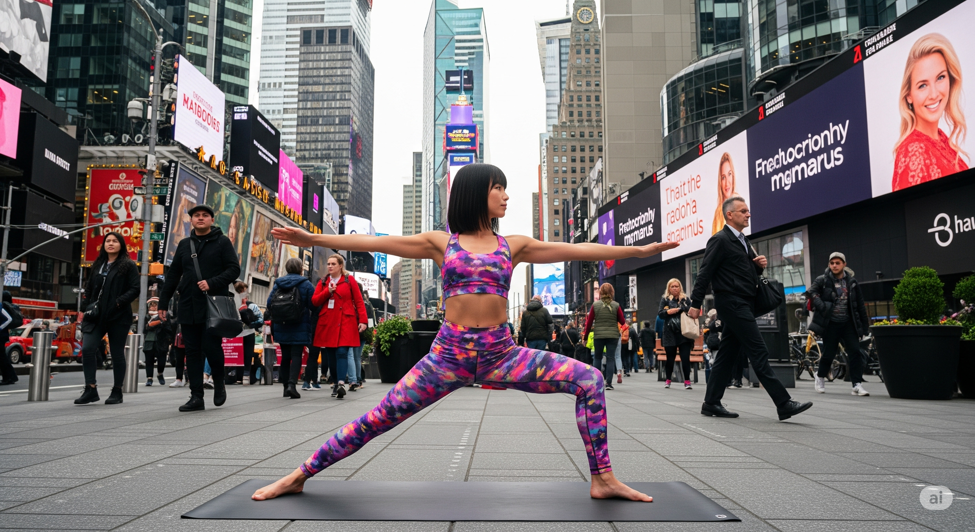 Solstice yoga in Times Square