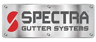 A metal sign that says spectra gutter systems on it
