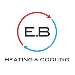 A logo for a company called e.b heating and cooling