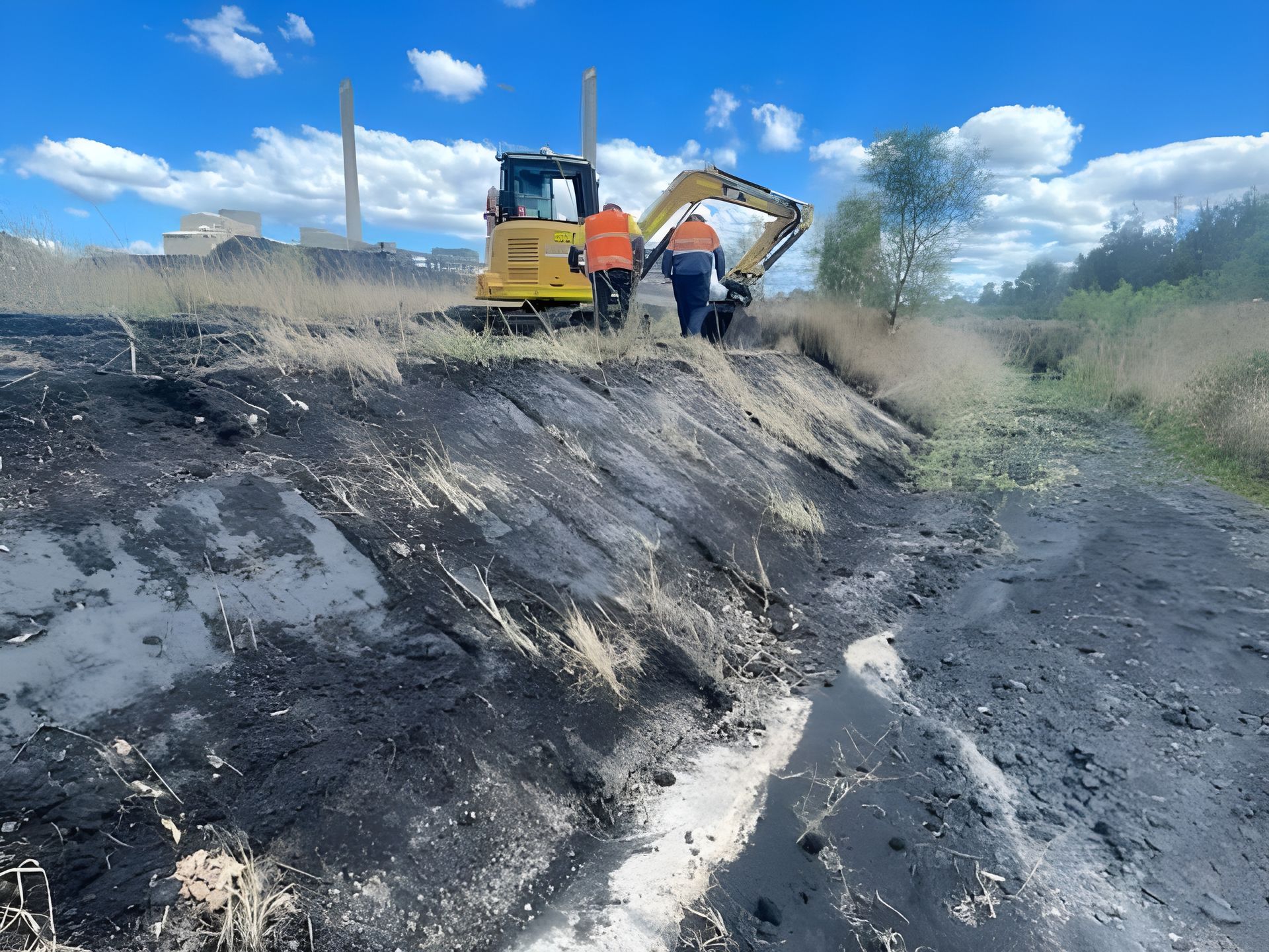 Two Workers In Front of Excavator — Verification of Competency Mid North Coast