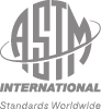 A black and white logo for a company called astm international standards worldwide.