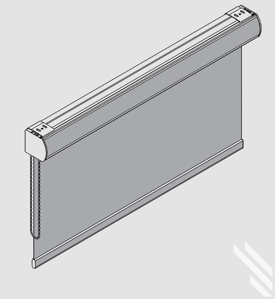 A drawing of a roller blind on a white background.