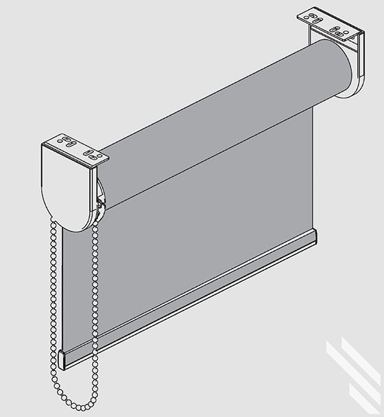 A drawing of a roller blind with a chain attached to it.