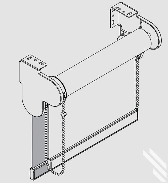 A drawing of a roller blind with a chain attached to it