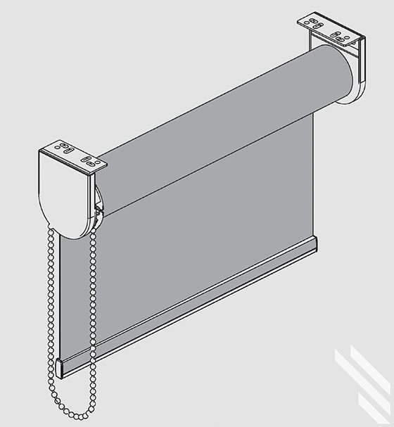 A drawing of a roller blind with a chain attached to it.