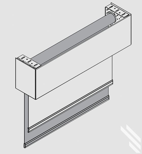 A drawing of a window with a blind on it