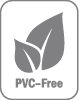 A pvc free icon with two leaves on a white background.