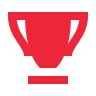 Une icône de trophée rouge sur fond blanc.