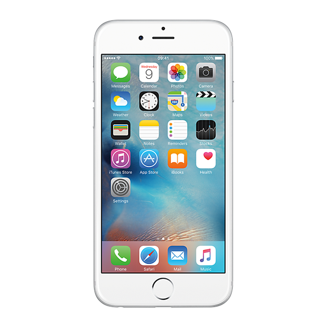 White iPhone showing the home screen with app icons.