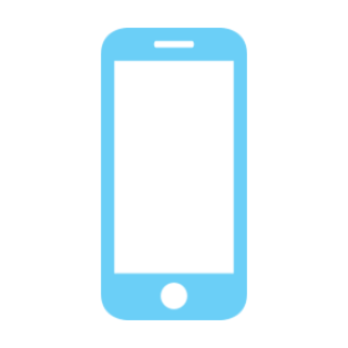 Light blue smartphone icon with blank screen.