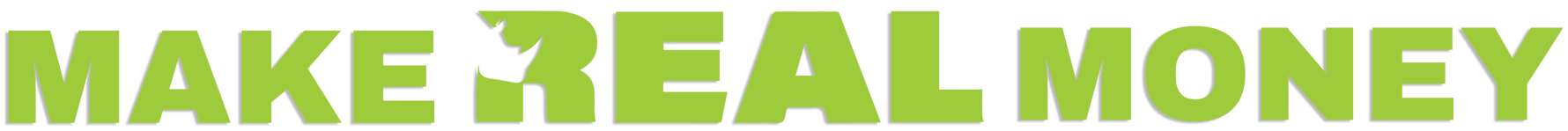 The word make real money is written in green on a white background.