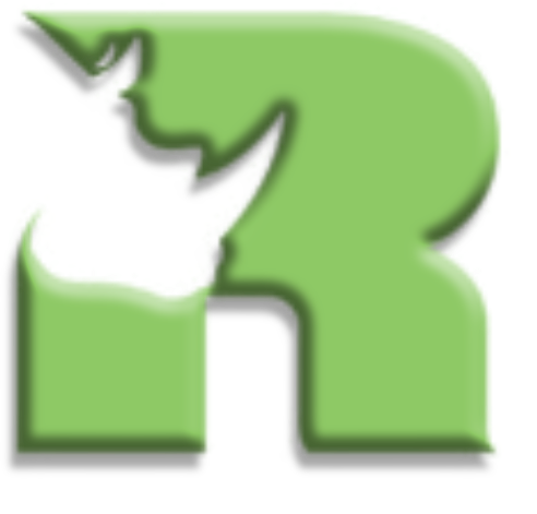 A green letter r with a shadow on a white background