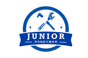 A blue logo for a junior handyman company