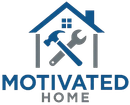 Logo: Blue house frame with crossed hammer and wrench, "MOTIVATED HOME" text below in blue and gray.