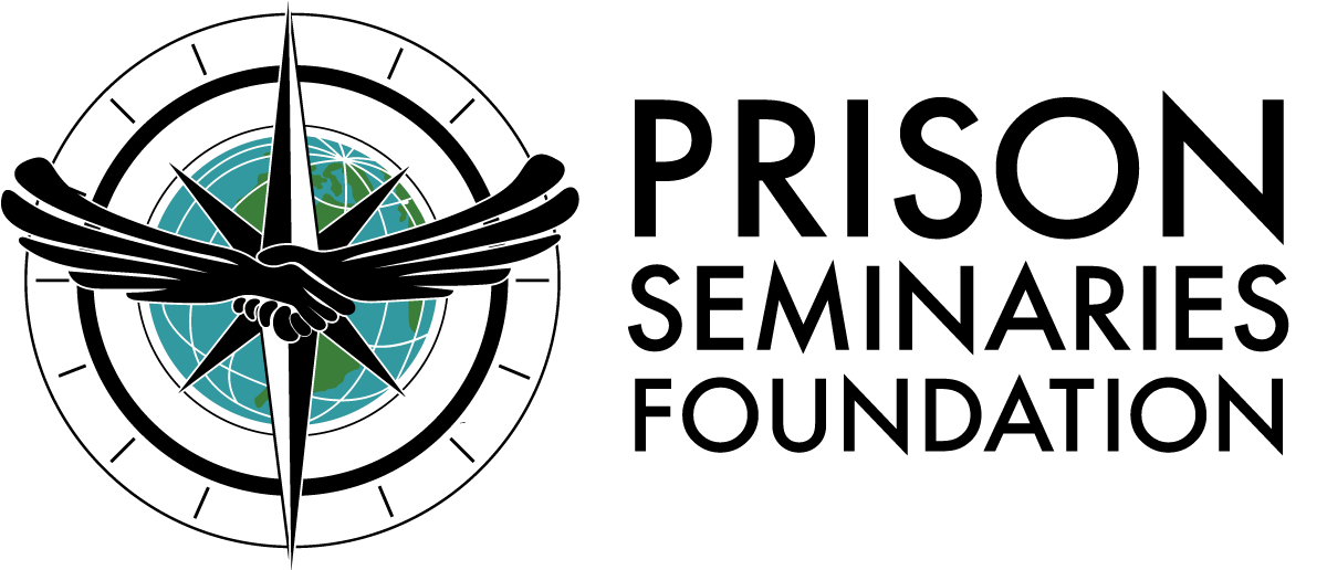 Logo reading &ldquo;Prison Seminaries Foundation&rdquo; with a compass-like emblem in teal, black, and white