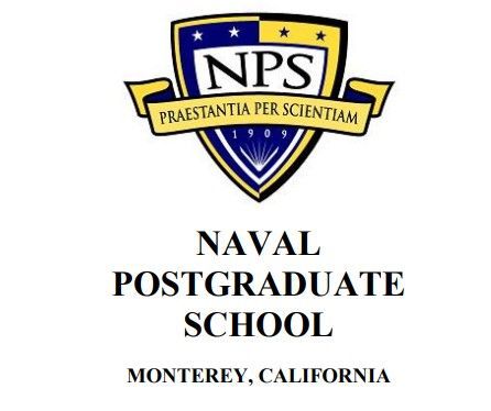 Naval Postgraduate School logo with blue and gold crest, Monterey, California