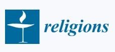 Blue icon with a white chalice and flame next to the word “religions” in teal italic text