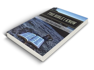 A book titled “THE BIBLE I KNOW” lying at an angle on a white background.