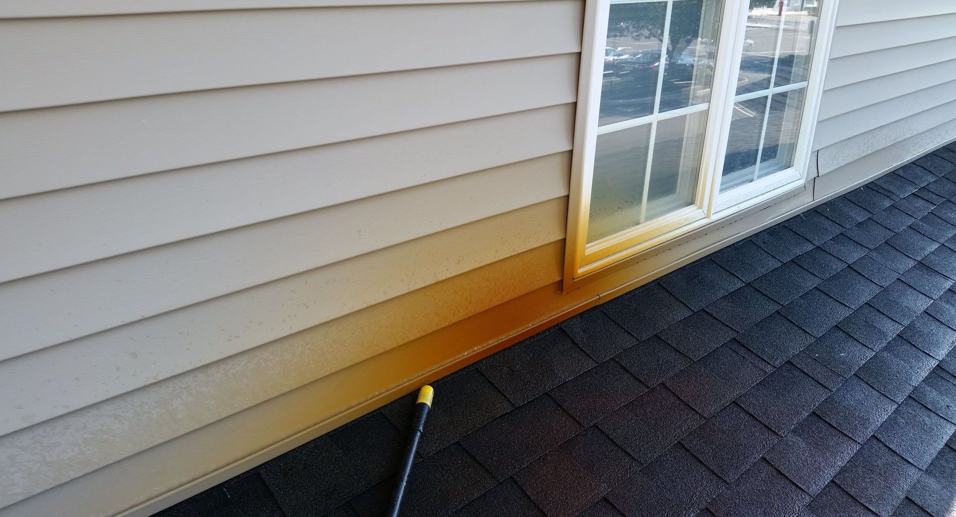 Pressure washing a deck