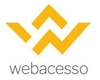 Um logotipo amarelo com a palavra webacesso em um fundo branco.