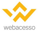Um logotipo amarelo com a palavra webacesso em um fundo branco.