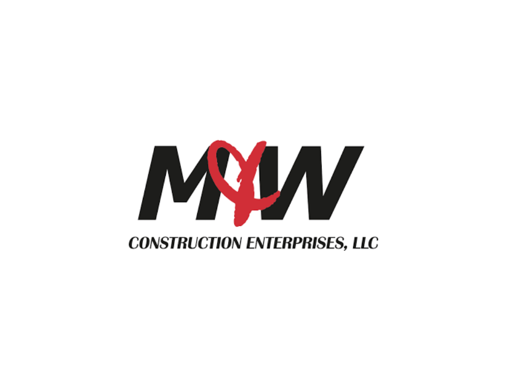 MW Construction Enterprises, LLC logo in black and red on a white background