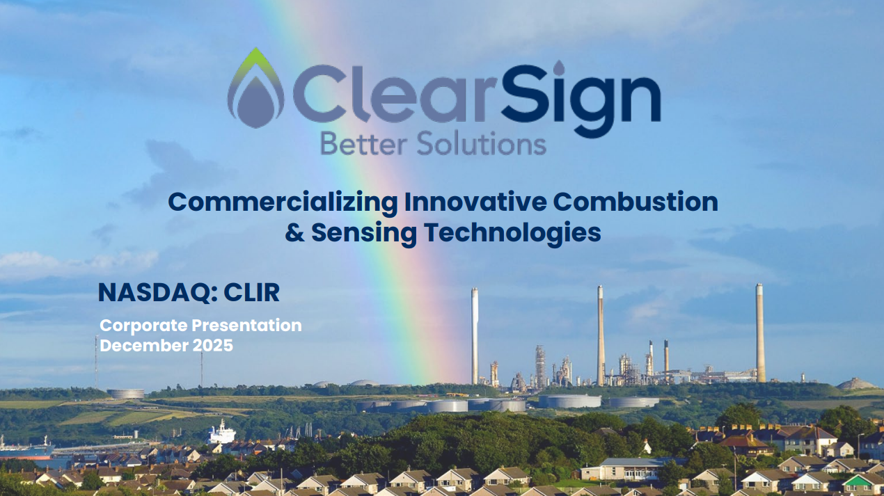 Presentation slide for ClearSign Technologies