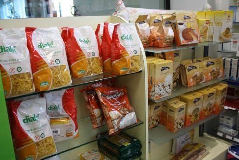 Prodotti senza glutine in esposizione