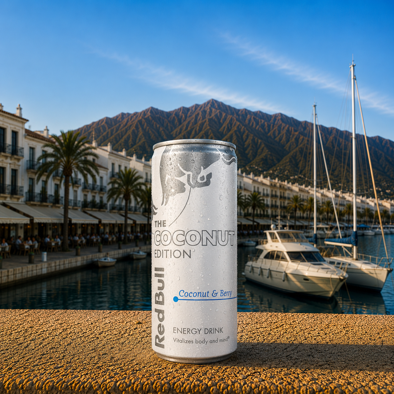 Can of Red Bull Coconut Edition