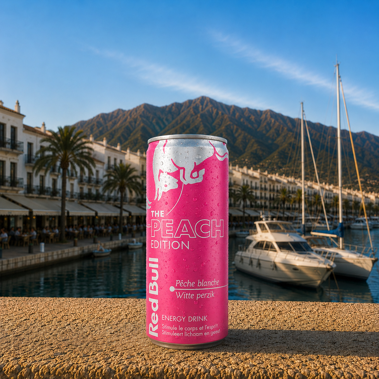 Can of Red Bull Peach Edition