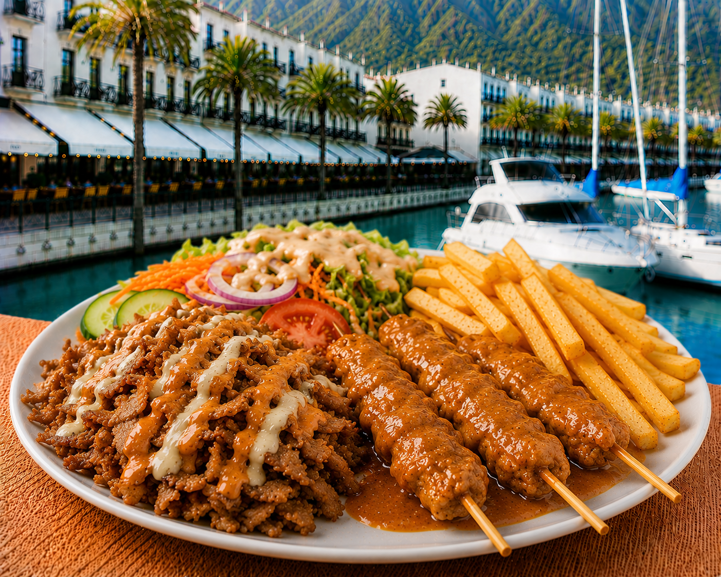 Shoarma and satay plate product
